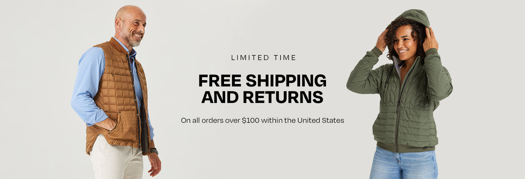 FREE SHIPPING AND RETURNS On all orders over $100 within the United States